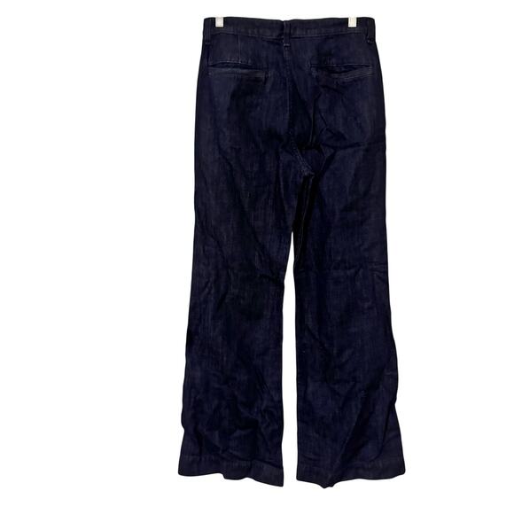 AskK NY Women's Trouser Straight Leg Jeans Linen Indigo Dark Blue Size 28 NWOT - Picture 6 of 12